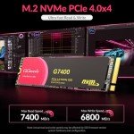 GiGimundo G7400 2TB M.2 PCIe Gen 4.0x4 NVMe SSD – Max 7400MB/s Read, 6800MB/s Write, Ultimate Performance, Ultra Fast Speed for Gamers & Creators