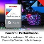 Toshiba X300 12TB Performance & Gaming 3.5-Inch Internal Hard Drive - CMR SATA 6 GB/s 7200 RPM 512 MB Cache - HDWR51CXZSTA