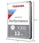 Toshiba X300 12TB Performance & Gaming 3.5-Inch Internal Hard Drive - CMR SATA 6 GB/s 7200 RPM 512 MB Cache - HDWR51CXZSTA