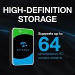 SEAGATE ST4000VX007 Skyhawk 4TB Surveillance Hard SATA 6Gb/s 64MB Cache 3.5-Inch Internal Drive-Frustration Free Packaging (ST4000VXZ07) Mechanical Hard Disk