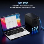 CENMATE 4 Bay Hard Drive Enclosure with Cooling Fan for 2.5/3.5" SATA HDD/SSD with USB A/C 3.0 Cable, Tool-Free HDD Enclosure, 3.5 Hard Drive Enclosure Support 80TB, Hot Swappable(NO RAID/NAS)