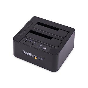 StarTech.com Standalone Hard Drive Duplicator, External Dual Bay USB 3.0 (5 Gbps) / eSATA to 2.5/3.5" SATA III HDD/SSD Cloner/Copier, Hard Disk Docking Station, Cloning/Recovery (SDOCK2U33RE),Black