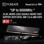 TEAMGROUP T-Create Expert CL30 Overclocking 10L DDR5 32GB Kit (2 x 16GB) 6000MHz (PC5-48000) Intel XMP 3.0 & AMD Expo Compatible Desktop Memory Module Ram Black - CTCED532G6000HC30DC01