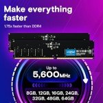 Crucial 64GB DDR5 RAM 5600MHz (or 5200MHz or 4800MHz) Desktop Memory Kit, UDIMM 288-Pin, Compatible with 13th Gen Intel Core and AMD Ryzen 7000 – CT2K32G56C46U5