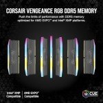 CORSAIR Vengeance RGB DDR5 32GB (2x16GB) DDR5 6400MHz CL32 AMD Expo Intel XMP iCUE Compatible Computer Memory – Gray (CMH32GX5M2B6400Z32)