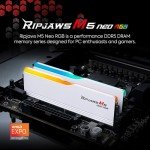 G.SKILL Ripjaws M5 Neo RGB Series (AMD Expo) DDR5 RAM 32GB (2x16GB) 6000MT/s CL36-48-48-96 1.25V Desktop Computer Memory UDIMM - Matte White (F5-6000J3648D16GX2-RM5NRW)