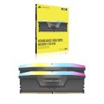 CORSAIR Vengeance RGB DDR5 32GB (2x16GB) DDR5 6400MHz CL32 AMD Expo Intel XMP iCUE Compatible Computer Memory – Gray (CMH32GX5M2B6400Z32)