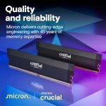 Crucial Pro DDR5 RAM 64GB Kit (2x32GB) 6400MHz CL40, Overclocking Desktop Gaming Memory, Intel XMP 3.0 & AMD Expo Compatible – Black CP2K32G64C40U5B