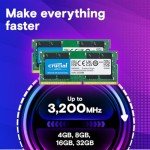 Crucial RAM 64GB Kit (2x32GB) DDR4 3200MHz CL22 (or 2933MHz or 2666MHz) Laptop Memory CT2K32G4SFD832A