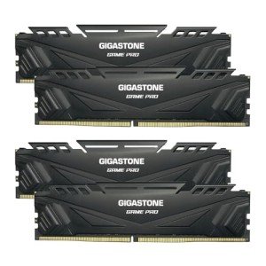 【DDR4 RAM】 GIGASTONE Game PRO 64GB Kit (4x16GB) DDR4 3200MHz PC4-25600 CL 16-18-18-40 Intel XMP 2.0 AMD Ryzen 1.35V UDIMM 288 Pin Unbuffered Non ECC High Performance Gaming Desktop Memory - Black