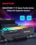 【RGB DDR4 RAM】GIGASTONE Game TURBO 32GB Kit (2x16GB)DDR4 3200MHz PC4-25600 CL16-18-18-40 Intel XMP 2.0 AMD Ryzen 1.35V UDIMM 288 Pin Unbuffered Non ECC High Performance Gaming Desktop Memory - Black