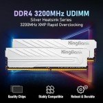 KingBank Computer Desktop Memory Ram DDR4 64GB(2x32GB) 3200MHZ CL16 1.35V XMP2.0 Overclocking with Heatsink for PC Gaming/Office/PS,Silver