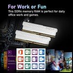 KingBank Computer Desktop Memory Ram DDR4 64GB(2x32GB) 3200MHZ CL16 1.35V XMP2.0 Overclocking with Heatsink for PC Gaming/Office/PS,Silver