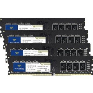 Timetec 64GB KIT(4x16GB) DDR4 2400MHz PC4-19200 Non-ECC Unbuffered 1.2V CL17 2Rx8 Dual Rank 288 Pin UDIMM Desktop PC Computer Memory RAM Module Upgrade (64GB KIT(4x16GB))