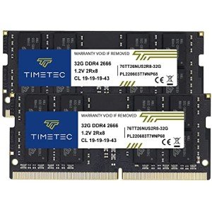 Timetec 64GB KIT(2x32GB) DDR4 2666MHz PC4-21300 Non-ECC Unbuffered 1.2V CL19 2Rx8 Dual Rank 260 Pin SODIMM Laptop Notebook PC Computer Memory RAM Module Upgrade (64GB KIT(2x32GB))