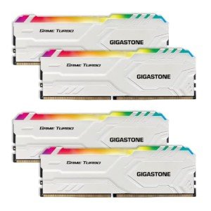 【RGB DDR4 RAM】GIGASTONE Game TURBO 64GB Kit (4x16GB)DDR4 3200MHz PC4-25600 CL16-18-18-40 Intel XMP 2.0 AMD Ryzen 1.35V UDIMM 288 Pin Unbuffered Non ECC High Performance Gaming Desktop Memory - White