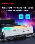 【RGB DDR4 RAM】GIGASTONE Game TURBO 64GB Kit (4x16GB)DDR4 3200MHz PC4-25600 CL16-18-18-40 Intel XMP 2.0 AMD Ryzen 1.35V UDIMM 288 Pin Unbuffered Non ECC High Performance Gaming Desktop Memory - White