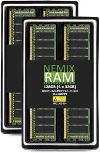 NEMIX RAM 128GB (4X32GB) DDR4 2666MHZ PC4-21300 2Rx4 1.2V CL19 288-PIN ECC RDIMM Registered Server Memory KIT