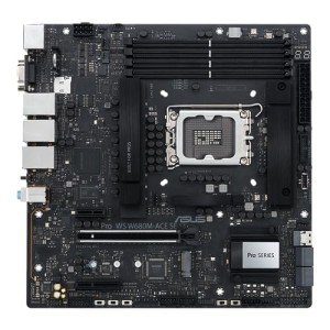 ASUS Pro WS W680M-ACE SE Intel LGA 1700 mATX BMC AST2600 Workstation Motherboard,PCIe 5.0x16,DDR5,ECC Memory,2xIntel 2.5 Gb LAN,2xPCIe 4.0 M.2,USB 3.2 Gen 2x2 Front Panel,SlimSAS,Thunderbolt 4, ACCE