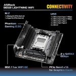 ASRock B650I Lightning WiFi 6E AMD Socket AM5 Ryzen B650 DDR5 7200 MHz 128 GB SATA3 6.0 Gb/s Mini ITX Motherboard M.2