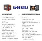 INLAND AMD Ryzen 5 4500 6-Core 12-Thread Unlocked Desktop Processor with GIGABYTE B450M DS3H WiFi MATX AM4 Gaming Motherboard