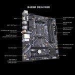 INLAND AMD Ryzen 5 4500 6-Core 12-Thread Unlocked Desktop Processor with GIGABYTE B450M DS3H WiFi MATX AM4 Gaming Motherboard