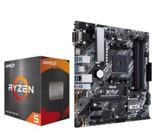MICRO CENTER AMD Ryzen 5 5500 Desktop Processor with ASUS Prime B450M-A II AMD AM4 Micro ATX Motherboard
