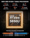 Beelink Mini PC Ryzen 7 5850U (8C/16T, Turbo 4.4GHz), 16GB DDR4 RAM 500GB PCIe3.0 SSD Mini Desktop Computers, SER5 PRO Support 4K@60Hz Triple Display/WiFi 6/BT5.2/DP+HDMI+USB-C/USB3.2/RJ45 LAN