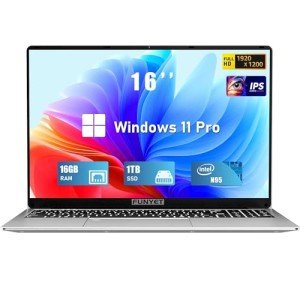FUNYET 16 Inch Gaming Laptop, Laptop Computer 2025 Windows 11 Pro, 16GB RAM 1TB SSD, Intel 12th Gen N95 Processor(up to 3.4GHz), Backlit Keyboard, Fingerprint Unlock, FHD 1920 * 1200