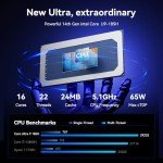 GEEKOM GT1 Mega AI Mini PC,14th Gen Intel Core Ultra U9-185H Processor (16C/22T,up to 5.1 GHz),32GB DDR5 2TB PCIe Gen4 SSD,Mini Desktop Computers Windows 11 Pro,WiFi 7/BT 5.4/Dual 2.5G LAN/USB4.0/8K