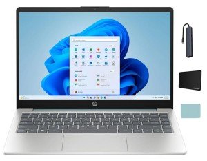 HP 14” HD Laptop, Intel Core i3-N305 Processor, 16GB RAM, 256GB SSD, Windows 11 Home, Wi-FI 6, Bluetooth, Moonlight Blue with Accessories
