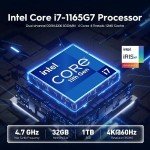 Intel NUC 11 with 11th Gen Core i7-1165G7 Processor, Intel Nuc 11i7 Quad-Core 32GB DDR4 RAM & 1TB NVMe SSD Versatile NUC with WiFi, Bluetooth, 8K Support - Built-in Windows 11 Pro