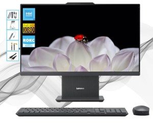 Lenovo AI-Powered IdeaCentre AIO Desktop| 24" FHD All-in-One Computer| 32GB DDR5 RAM| 1TB SSD & 128GB Portable SSD|Intel Processor U300| Webcam| Wi-Fi | RJ-45| Copilot Ready|Windows 11| RK Bundle