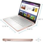HP New 14" HD Ultra Light Thin Laptop, Quad-Core Intel Celeron Processor, 8GB RAM, 192GB (64GB eMMC+ 128GB Card), Wi-Fi, Upto 11 Hours, Windows 11 S + 1 Year Office 365+HubxcelAccessory, Rose Gold