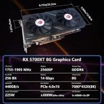 GPVHOSO Radeon RX 5700 XT 8GB Graphics Card GDDR6 2560SP 256bit Computer Graphics Cards GPU PCI-e 4.0 x16 HDMI/DisplayPort*3 Interface,AMD Video Cards for PC Gaming and Office, Support Up to 8K