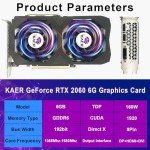 KAER Gaming GeForce RTX 2060 6GB GDRR6 192-Bit HDMI/DP/DVI 1680MHz Dual Fans ray-tracing Graphics Card