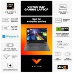 HP Victus 15.6 Ryzen 5 RTX 4050 Gaming Laptop, 15.6" FHD 144Hz, AMD Ryzen 5 8645HS (Beats Intel i7-1355U & Intel i5-14400F), NVIDIA GeForce RTX 4050, 64GB DDR5 RAM, 2TB SSD, Backlit KB, W11H