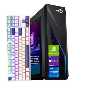 ASUS ROG Strix G16CH i7 RTX4070 Gaming Desktop, Intel i7-13700KF, NVIDIA GeForce RTX 4070, 32GB RAM, 2TB SSD, Wi-Fi 6, HDMI, RJ-45, Windows 11 Pro, Grey + with Machenike Mechanical Keyboard
