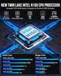 GMKtec Mini PC, Intel Twin Lake N150 (Upgraded N100), 16GB DDR4 RAM 512GB PCIe M.2 SSD, Desktop Computer 4K Dual HDMI/USB3.2/WiFi 6/BT5.2/2.5GbE RJ45 for Office, Business