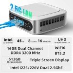 Mini PC i9 Intel Core i9-11900H(4.9GHz, 8C/16T), 16GB DDR4 512GB SSD, W-11 Pro Mini Desktop Computer 4K Triple Display, 2.5G Dual LAN, WiFi6, BT5.2, 6X USB Ports, MGI9 Micro PC for Home/Office