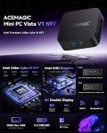 ACEMAGICIAN Vista V1 N97 Mini Pc Computers, 12Th Gen Intel N97(Beat N150/N100, Up to 3.6Ghz), 16Gb Ddr4 Ram 512Gb Ssd Mini Computer, UHD 4K HDMI DP, 2.4G/5G WiFi/Bt, Vesa Home/Office Micro Pc