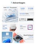 ACEMAGIC Vista V1 N97 Mini Pc, 12Th Gen Intel N97 (Beat N150/N95, Up to 3.6Ghz), 16Gb Ddr4 Ram 512Gb Ssd Mini Computers, 4K Dual Display, WiFi/Bt, Vesa Mount, Home/Office Micro Pc