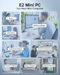 KAMRUI E2 Mini PC,11 Pro Intel Twin Lake N150 Mini Computer,16GB RAM 1TB M.2 SSD,Micro PC Support 4K Display/USB3.2/WiFi/BT/Gigabit Ethernet Mini PC Home/Office