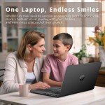 HP 2024 Premium 14" Micro-Edge Portable Laptop Student Business, Intel Quad-Core N4120, 8GB RAM, 256GB (128GB eMMC+ 128GB Card), Webcam, WiFi, Windows 11S + 1 Year Office 365, MarxsolAccessory Black