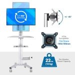 AW Adjustable Rolling Computer Cart Mobile PC Standing Workstation with Monitor Mount Keyboard Tray Portable TV Stand Printer CPU Holder Wheels for Meetings Shop Home Office Silver