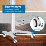 AW Adjustable Rolling Computer Cart Mobile PC Standing Workstation with Monitor Mount Keyboard Tray Portable TV Stand Printer CPU Holder Wheels for Meetings Shop Home Office Silver
