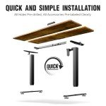 Veken 63 Inch Electric Standing Desk, Height Adjustable Sit Stand Up, Wood Desktop, Work Home Office Computer PC Table, Tall Standup Workstation, Gaming Writing Study Bedroom Rising Desks, Brown