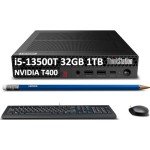 Lenovo ThinkStation P3 Tiny Workstation (Intel 14-Core i5-13500T, 32GB DDR5 RAM, 1TB SSD, NVIDIA T400 4GB GPU) Mini Business Desktop PC, w/IST Keyboard, Mouse, 3-Year Warranty, Win 11 Pro, 2024