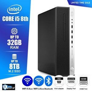 HP Desktop Computer PC i5 8TH, Up to 64GB RAM, 8TB M.2 SSD, Windows 10/11, WiFi