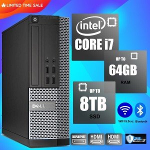 DELL Desktop Computer PC i7, up to 64GB RAM, 17TB SSD HDD, Windows 10/11 , WiFi